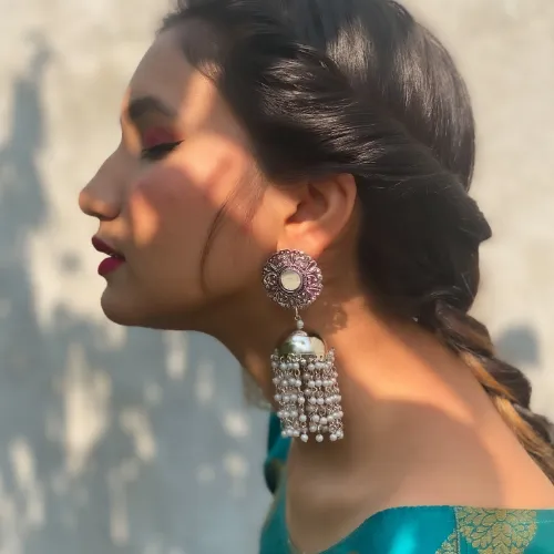 justreal deal Earrings Afgani German Silver Oxidized Jhumki Earrings for Women DESIGN 241