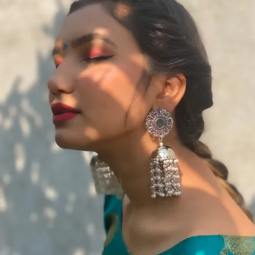 justreal deal Earrings Afgani German Silver Oxidized Jhumki Earrings for Women DESIGN 241