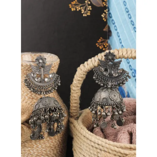 justreal deal Earrings Afgani German Silver Oxidized Jhumki Earrings for Women DESIGN 704