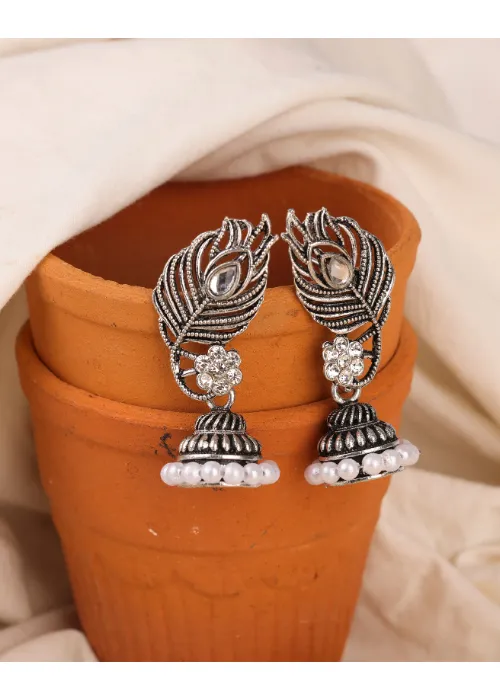 justreal deal Earrings Afgani German Silver Oxidized Jhumki Earrings for Women DESIGN 750