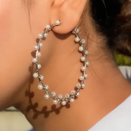 justrealdealcom Earrings Pearl Twine Hoop Fashion Jewelry DESIGN 534