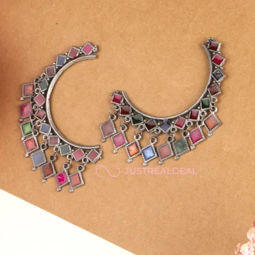 justrealdealcom Necklaces Mosaic Arc Oxidised Jhumkis DESIGN 480