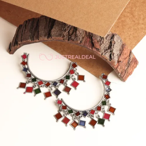 justrealdealcom Necklaces Mosaic Arc Oxidised Jhumkis DESIGN 480