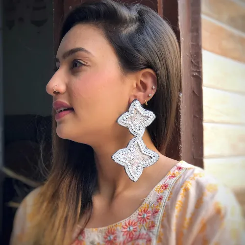 justrealdealcom Necklaces Starred Beads Oxidised Jhumki DESIGN 418