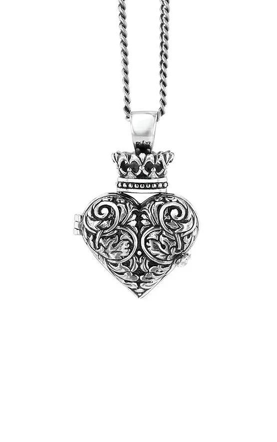 King Baby Necklaces Engraved Baroque Heart Locket