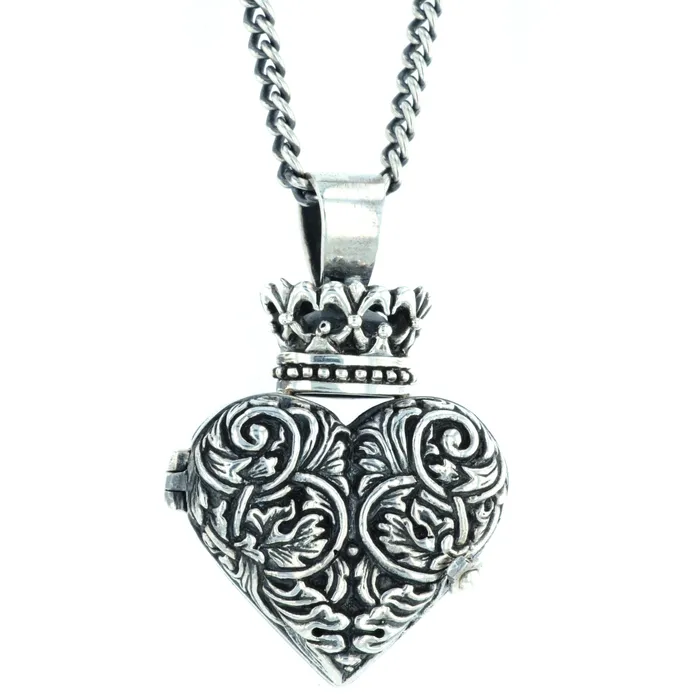 King Baby Necklaces Engraved Baroque Heart Locket King Baby Necklaces Engraved Baroque Heart Locket