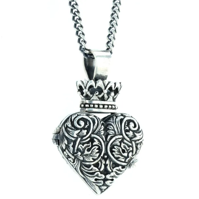 King Baby Necklaces Engraved Baroque Heart Locket King Baby Necklaces Engraved Baroque Heart Locket