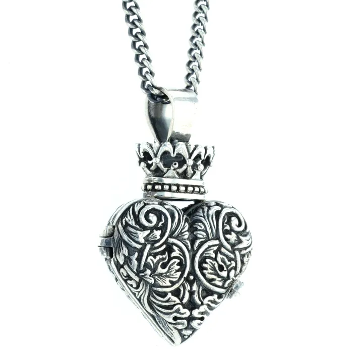 King Baby Necklaces Engraved Baroque Heart Locket King Baby Necklaces Engraved Baroque Heart Locket