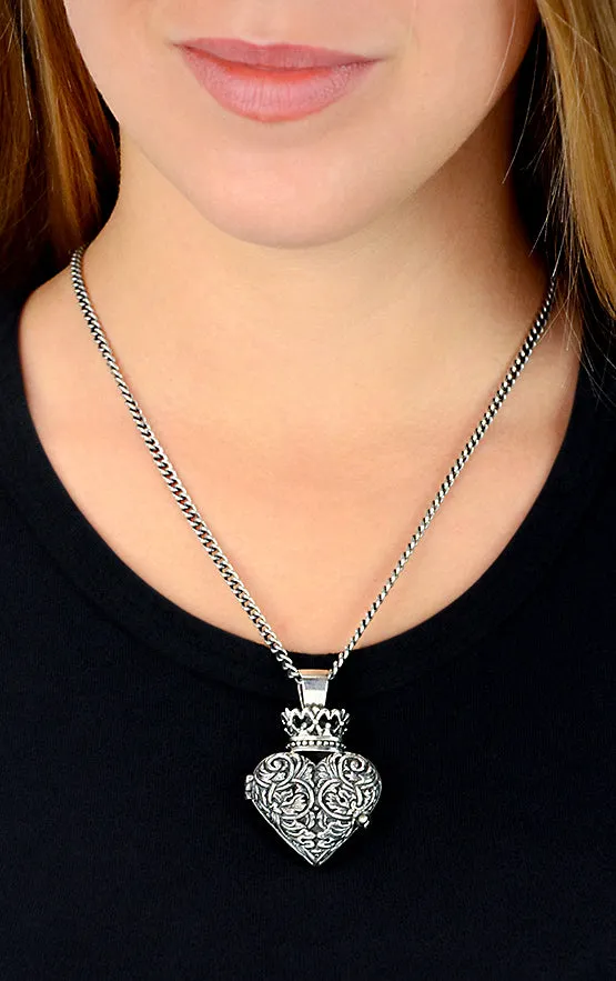 King Baby Necklaces Engraved Baroque Heart Locket King Baby Necklaces Engraved Baroque Heart Locket