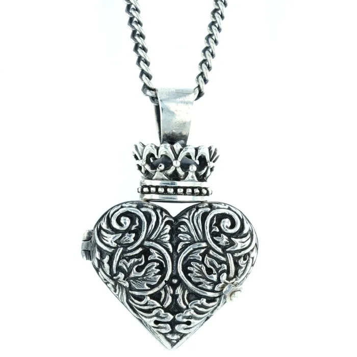 King Baby Necklaces Engraved Baroque Heart Locket King Baby Necklaces Engraved Baroque Heart Locket