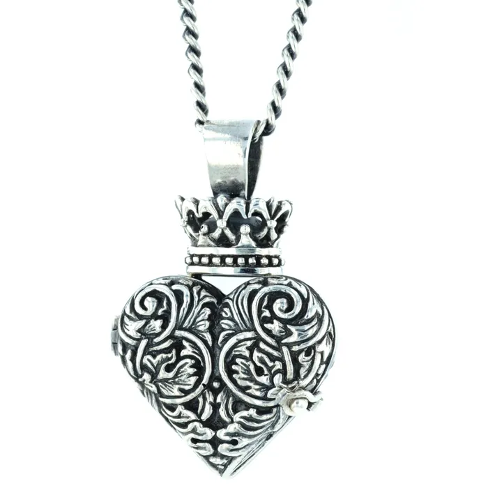 King Baby Necklaces Engraved Baroque Heart Locket King Baby Necklaces Engraved Baroque Heart Locket