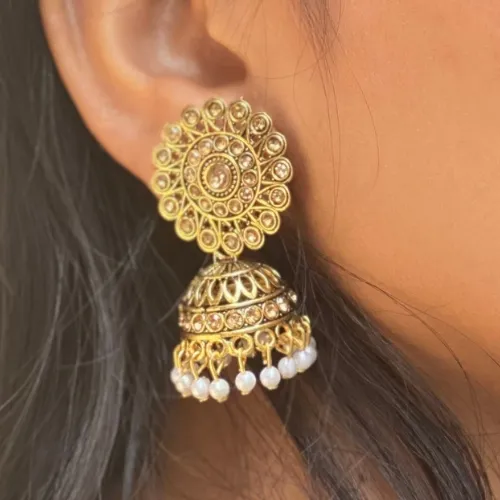Majestic Muse Oxidised Jhumki DESIGN 180 justrealdealcom Necklaces
