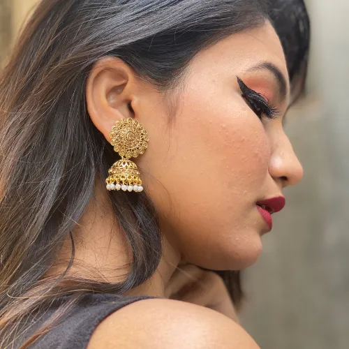 Majestic Muse Oxidised Jhumki DESIGN 180 justrealdealcom Necklaces