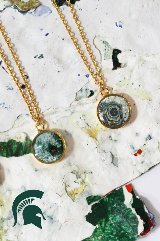 Michigan State Campus Rock Necklaces Amy Necklace Gold