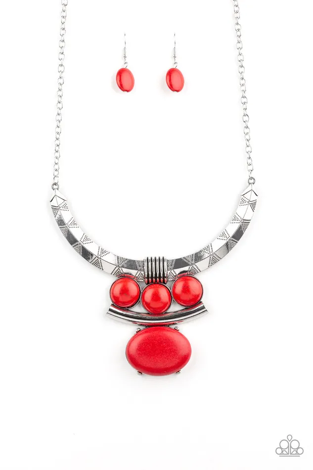 Necklaces A Finishing Touch Jewelry Paparazzi Commander In CHIEFETTE Red Stone Necklace