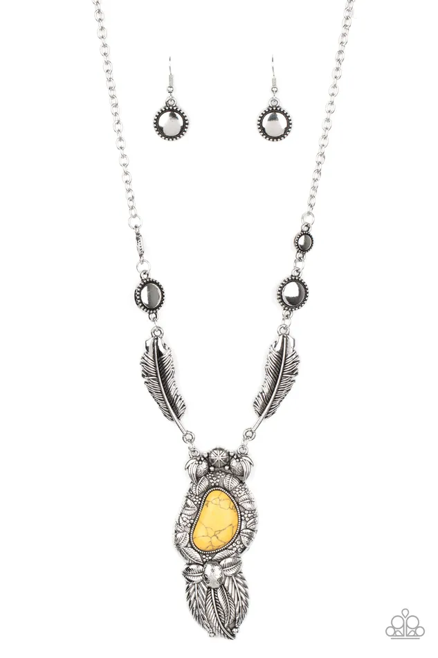 Necklaces A Finishing Touch Jewelry Paparazzi Ruler of The Roost Yellow Necklace