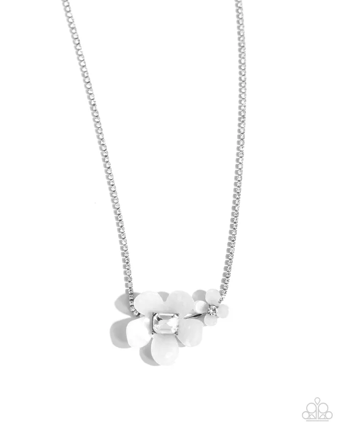Necklaces A Finishing Touch Paparazzi Dainty Deduction White Necklace and Dainty Devotee White Bracelet 2 Piece Set