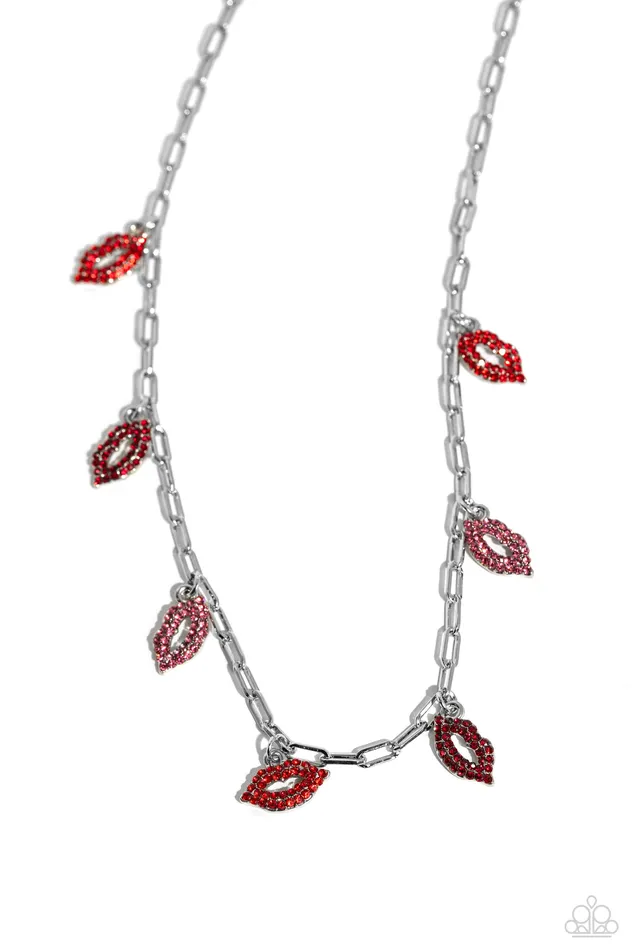 Necklaces A Finishing Touch Paparazzi KISS the Mark Red Necklace