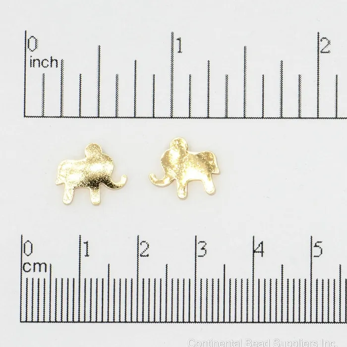 Necklaces Continental Beads 125mm x 95mm Elephant Charm Pendant 1mm Hole Brass Silver and Gold Finishes Sold by the Piece K147