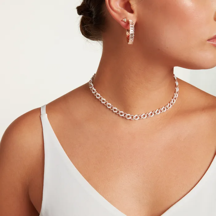 Necklaces DIAMOND CERAMIC ALTERNATING MEDIUM LINK NECKLACE SHAY JEWELRY