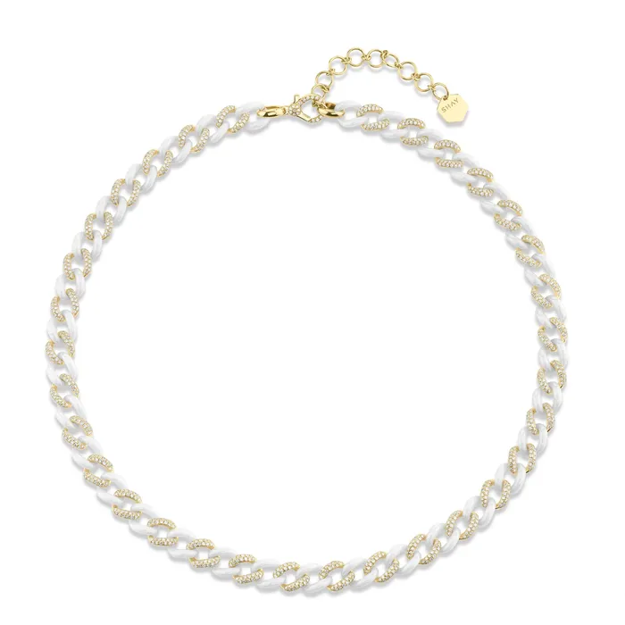Necklaces DIAMOND CERAMIC ALTERNATING MEDIUM LINK NECKLACE SHAY JEWELRY