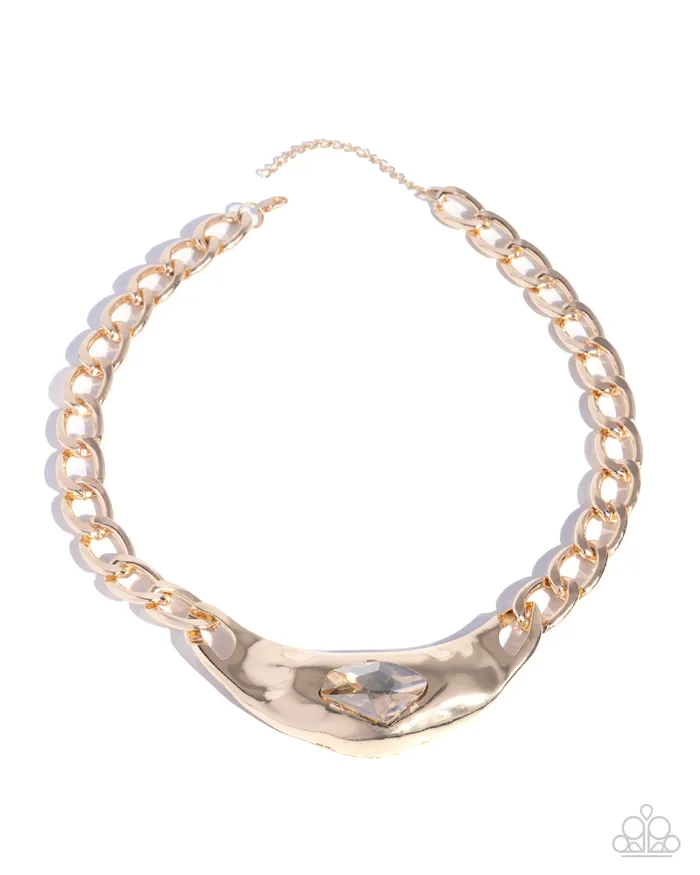Necklaces Paparazzi Peak of Pizzazz Gold Necklace Paparazzi Accessories