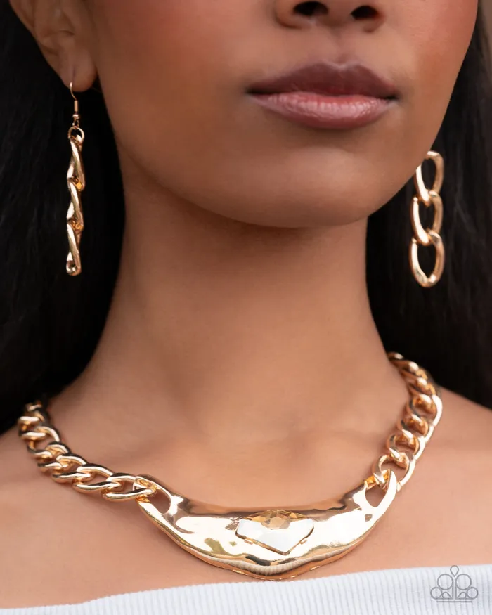 Necklaces Paparazzi Peak of Pizzazz Gold Necklace Paparazzi Accessories