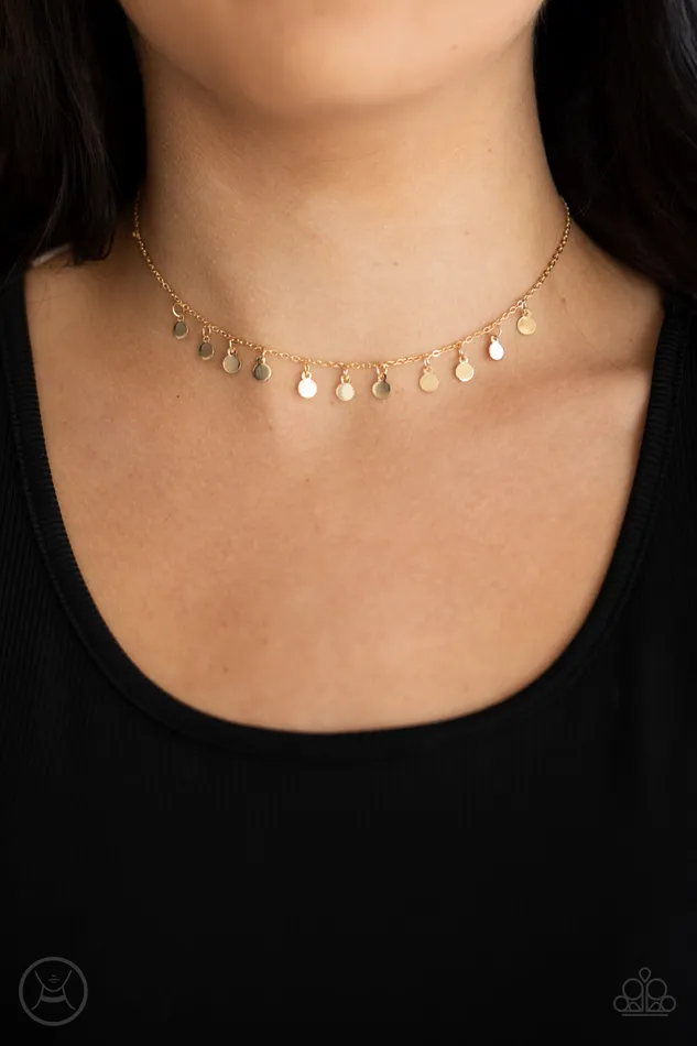 Necklaces Paparazzi Ready Set DISCO Gold Choker Necklace A Finishing Touch Jewelry Necklaces Paparazzi Ready Set DISCO Gold Choker Necklace A Finishing Touch Jewelry