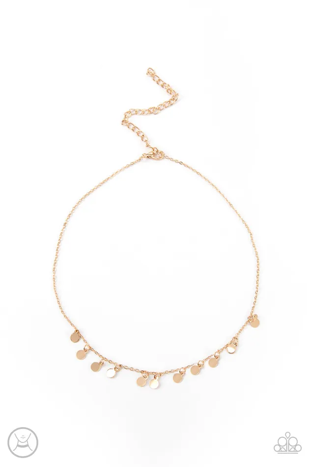 Necklaces Paparazzi Ready Set DISCO Gold Choker Necklace A Finishing Touch Jewelry