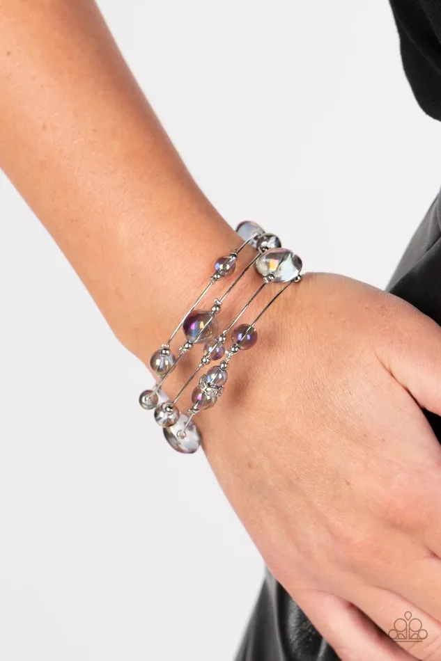 Paparazzi 2 Piece Set Interstellar Illusions Purple Necklace Optical Auras Purple Bracelet A Finishing Touch Jewelry Bracelets