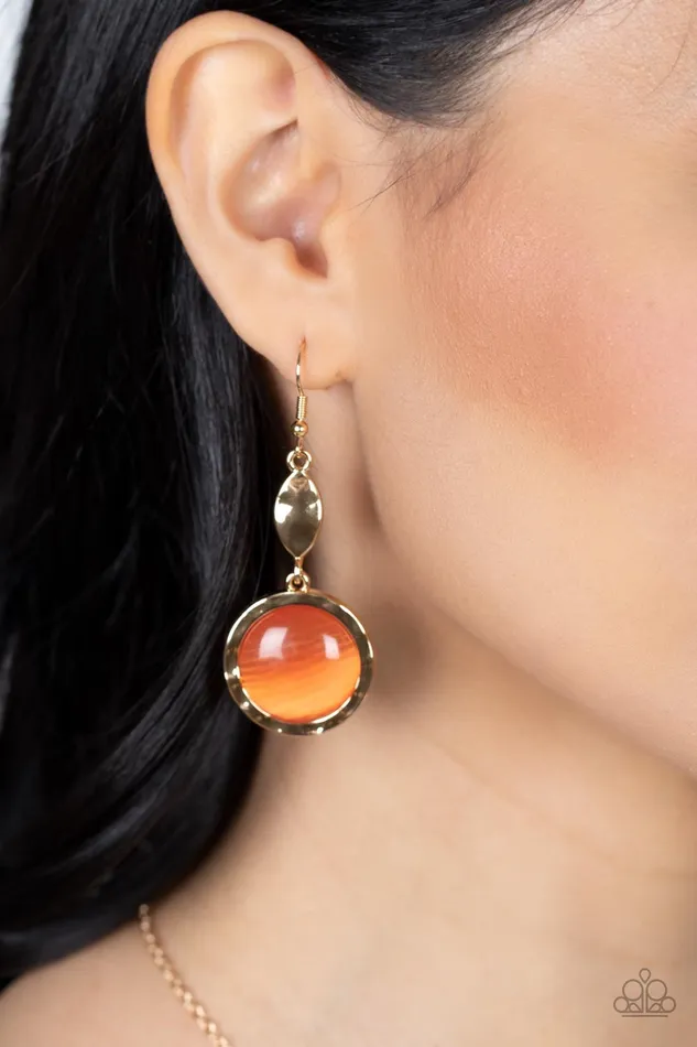 Paparazzi 2pc set Magic Carpet Cruise Orange Necklace Magically Magnificent Orange Earrings A Finishing Touch Jewelry Earrings