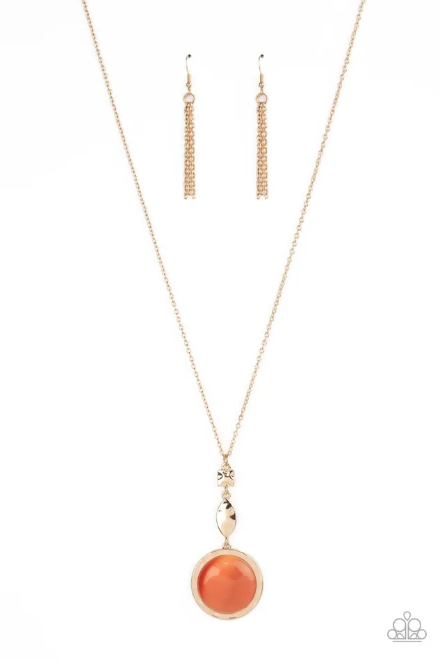 Paparazzi 2pc set Magic Carpet Cruise Orange Necklace Magically Magnificent Orange Earrings A Finishing Touch Jewelry Earrings