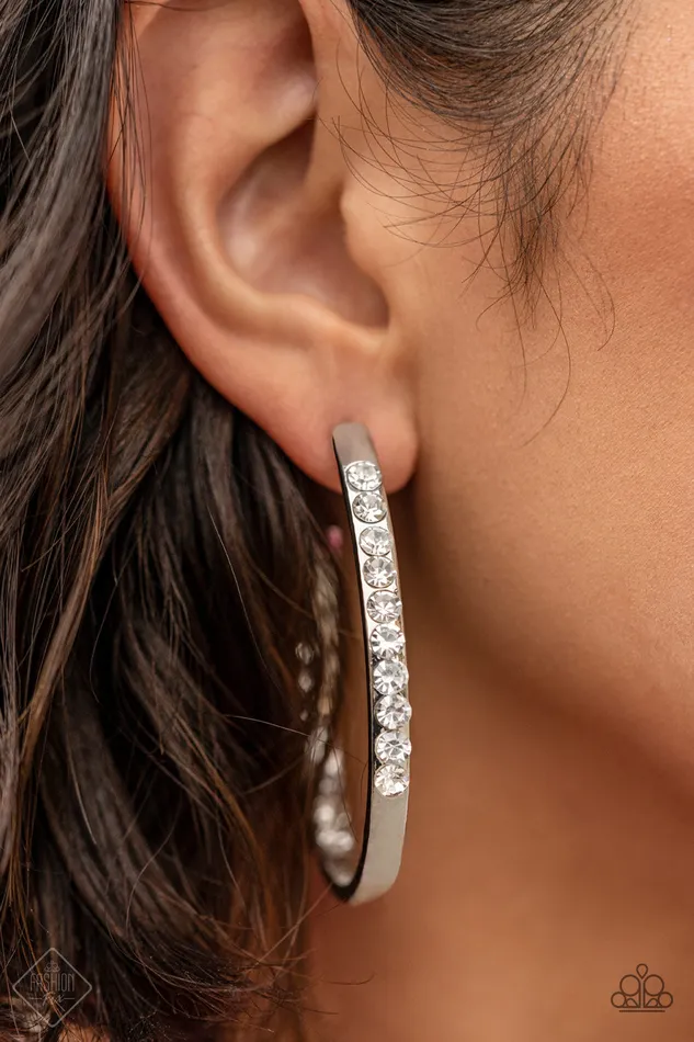 Paparazzi Borderline Brilliance White Hoop Earrings A Finishing Touch Jewelry Earrings Paparazzi Borderline Brilliance White Hoop Earrings A Finishing Touch Jewelry Earrings