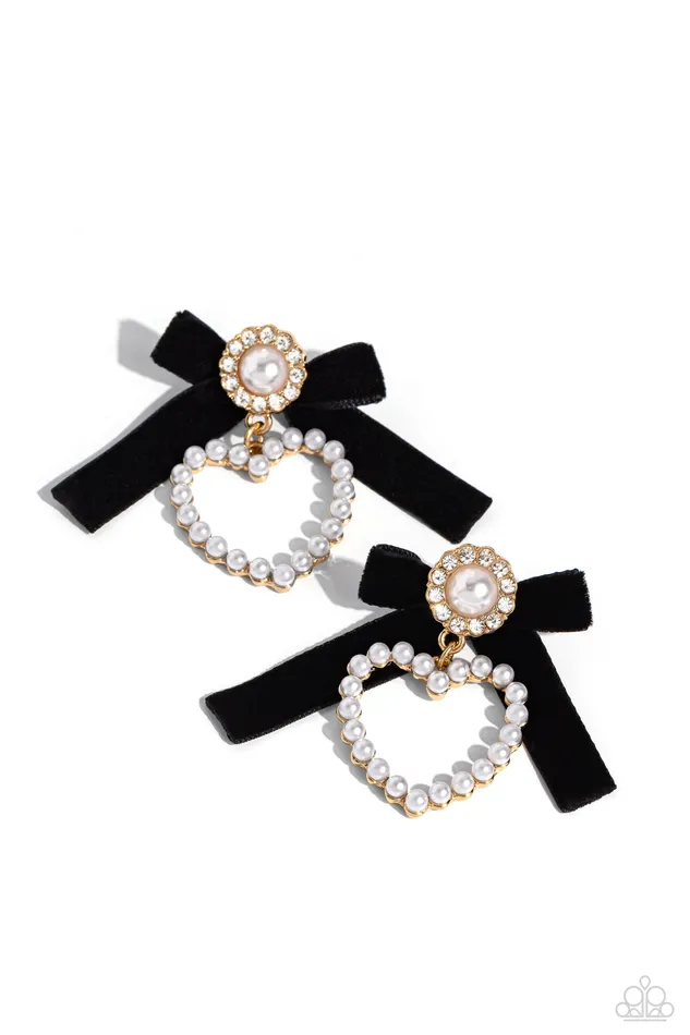 Paparazzi BOW and Then Gold Earring A Finishing Touch Earrings