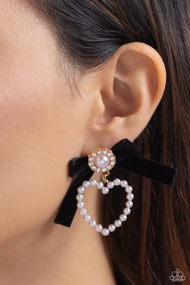 Paparazzi BOW and Then Gold Earring A Finishing Touch Earrings