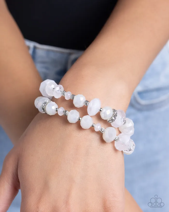 Paparazzi Faceted Fairy Tale White Bracelet A Finishing Touch Bracelets