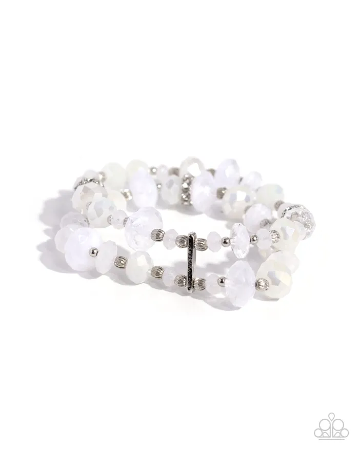 Paparazzi Faceted Fairy Tale White Bracelet A Finishing Touch Bracelets