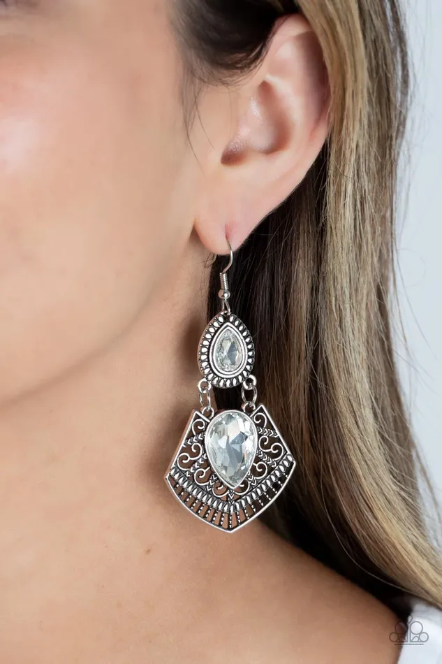 Paparazzi Royal Remix White Earrings A Finishing Touch Jewelry Earrings