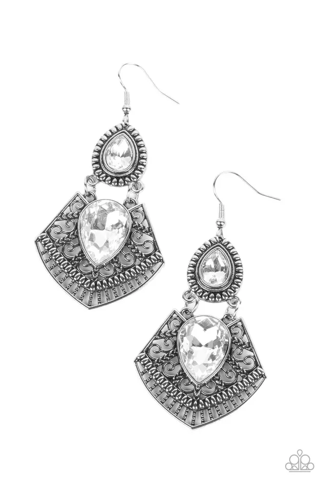 Paparazzi Royal Remix White Earrings A Finishing Touch Jewelry Earrings