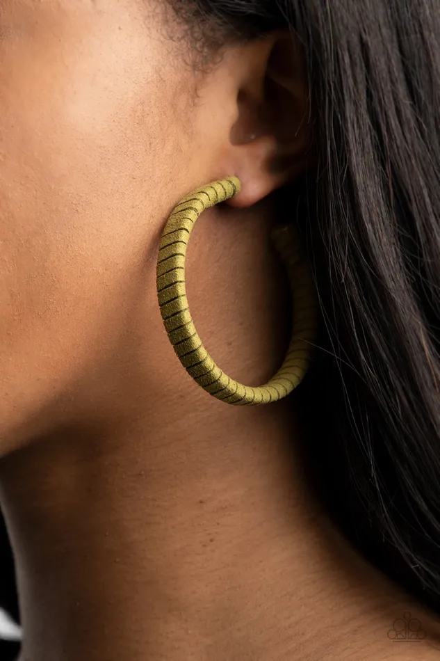 Paparazzi Suede Parade Green Earrings A Finishing Touch Jewelry Earrings