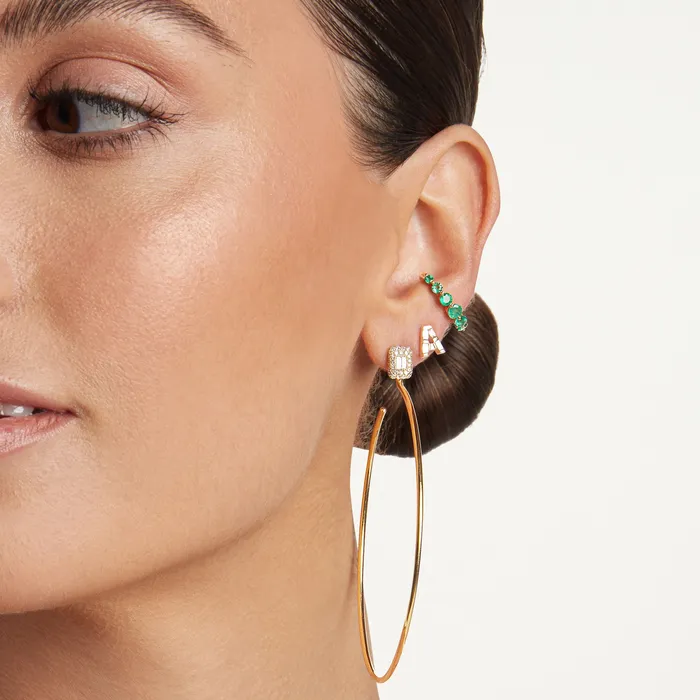 READY TO SHIP DIAMOND BAGUETTE SINGLE INITIAL A STUD SHAY JEWELRY Earrings
