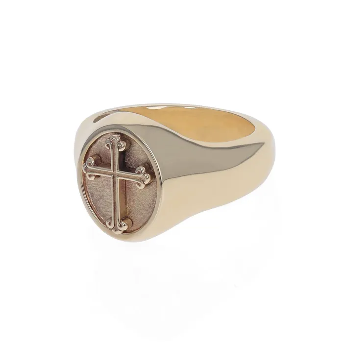 Rings 10K Gold Traditional Cross Motif Ring King Baby