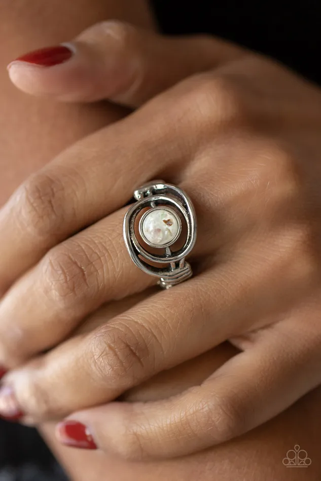 Rings Paparazzi Celestial Karma White Ring A Finishing Touch Jewelry