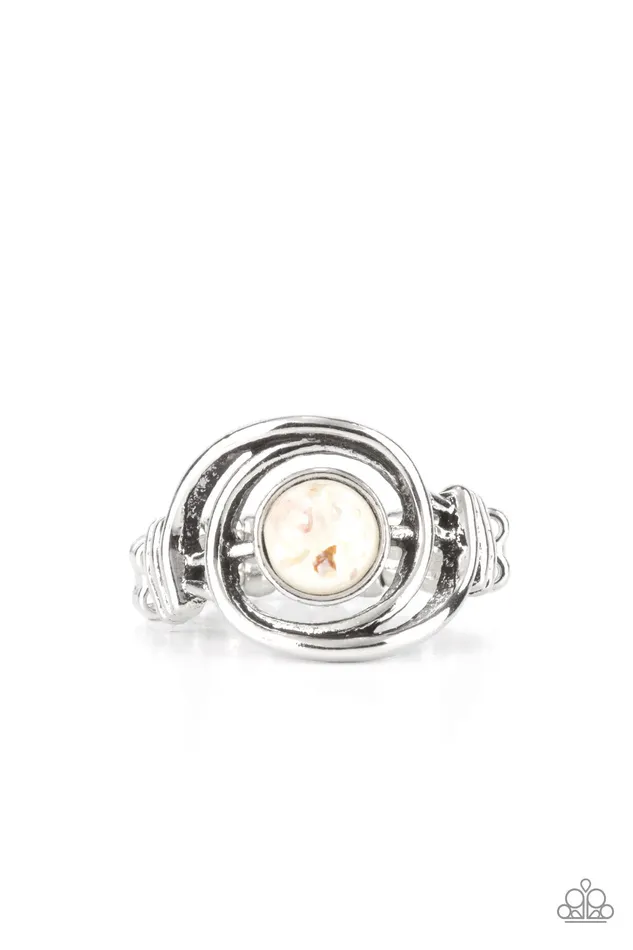 Rings Paparazzi Celestial Karma White Ring A Finishing Touch Jewelry