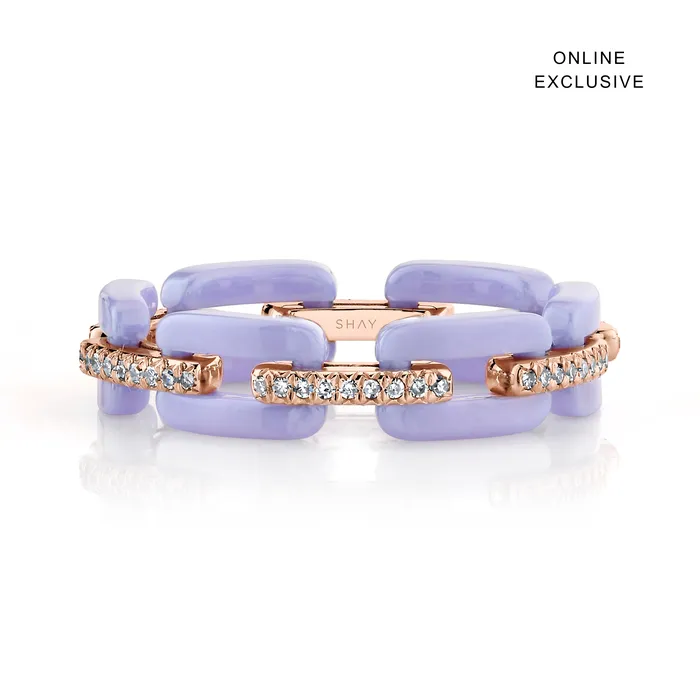 Rings SHAY JEWELRY DIAMOND PAVE LAVENDER CERAMIC MINI DECO LINK RING
