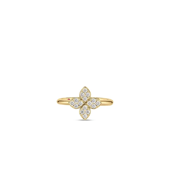 Roberto Coin Rings 18K Gold Love In Verona Medium Diamond Flower Ring