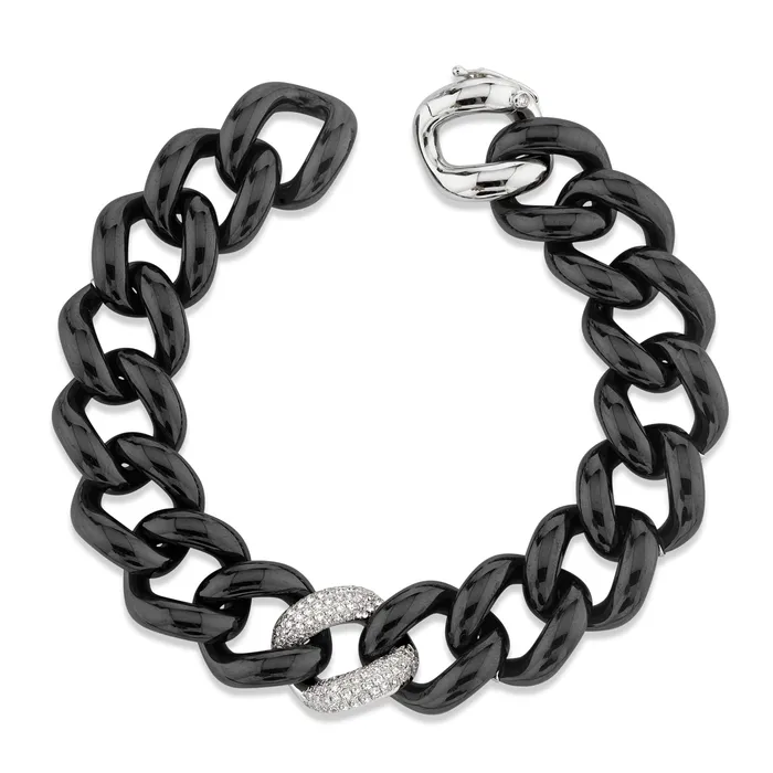 SHAY JEWELRY Bracelets DIAMOND SINGLE PAVE BLACK CERAMIC JUMBO LINK BRACELET SHAY JEWELRY Bracelets DIAMOND SINGLE PAVE BLACK CERAMIC JUMBO LINK BRACELET