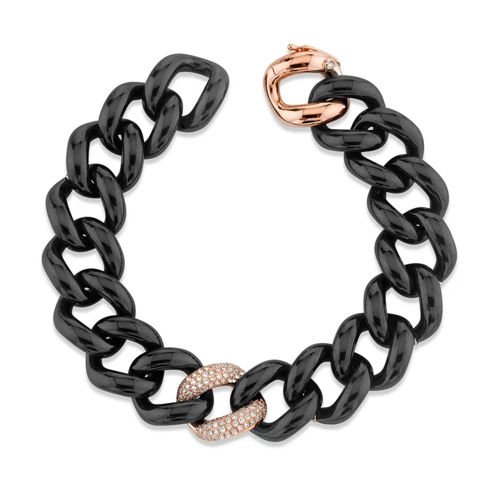 SHAY JEWELRY Bracelets DIAMOND SINGLE PAVE BLACK CERAMIC JUMBO LINK BRACELET
