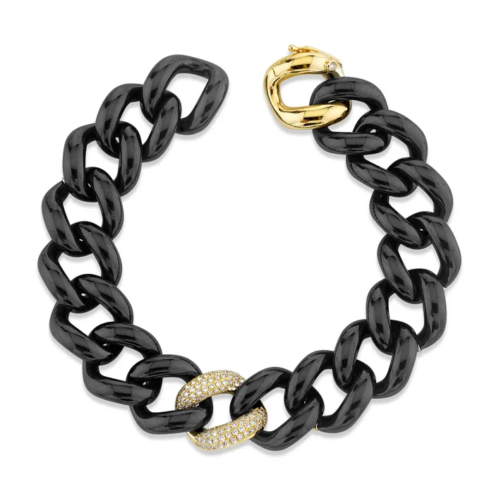 SHAY JEWELRY Bracelets DIAMOND SINGLE PAVE BLACK CERAMIC JUMBO LINK BRACELET