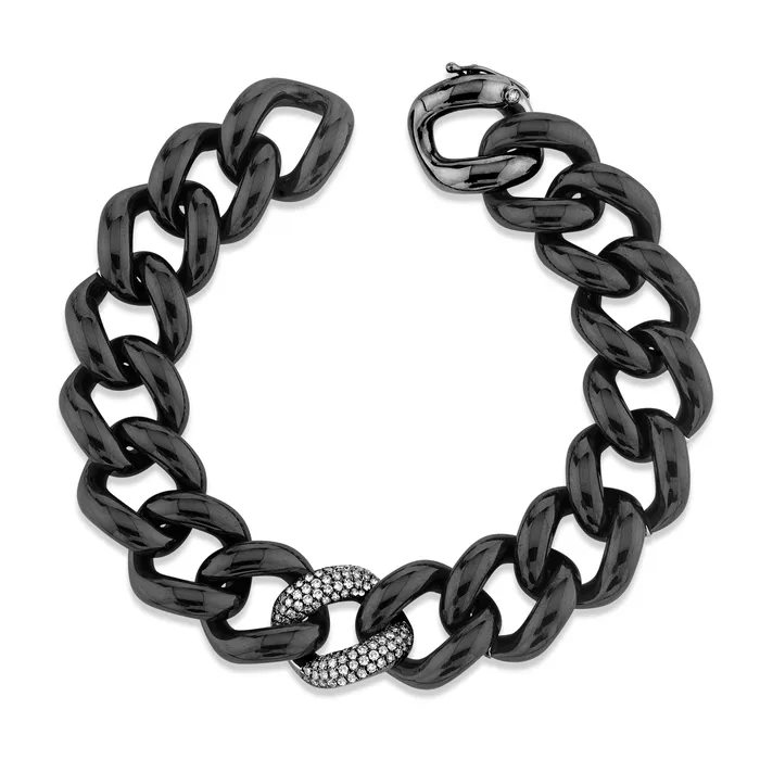 SHAY JEWELRY Bracelets DIAMOND SINGLE PAVE BLACK CERAMIC JUMBO LINK BRACELET